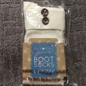 Beige button boot socks
